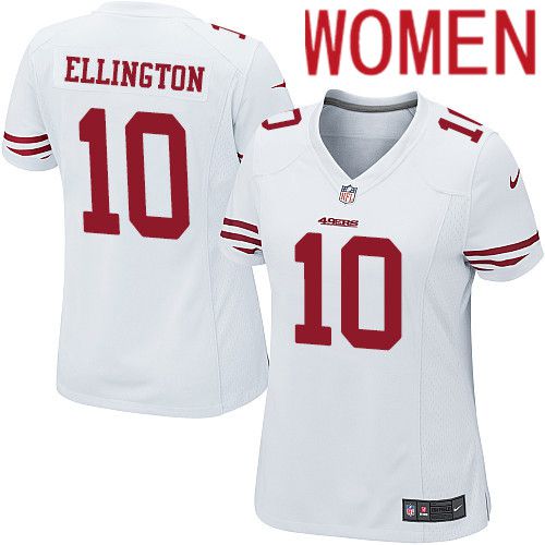 Women San Francisco 49ers #10 Bruce Ellington Nike White Team Color Game NFL Jersey->women nfl jersey->Women Jersey